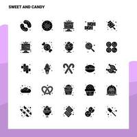 25 conjunto de iconos de dulces y caramelos plantilla de ilustración de vector de icono de glifo sólido para ideas web y móviles para empresa comercial