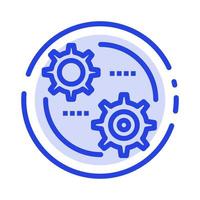 Control Setting Gear Setting Blue Dotted Line Line Icon vector