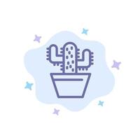 Cactus Nature Pot Spring Blue Icon on Abstract Cloud Background vector