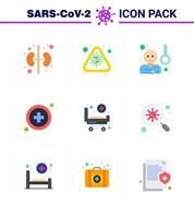 CORONAVIRUS 9 Flat Color Icon set on the theme of Corona epidemic contains icons such as hospital strature fever medical sign healthcare viral coronavirus 2019nov disease Vector Design Elements