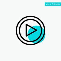 Video Interface Play User turquoise highlight circle point Vector icon