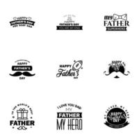 Happy Fathers Day vector hand lettering 9 Black Calligraphy illustration for greeting card festival poster etc Editable Vector Design Elements