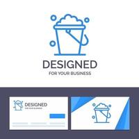 Creative Business Card and Logo template Bucket Cleaning Floor Home Vector Illustration
