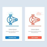 Cruiser Fighter Interceptor Ship Spacecraft  Blue and Red Download and Buy Now web Widget Card Template vector