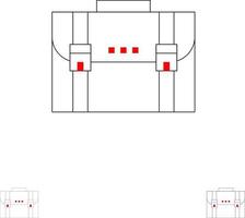 maletín casos de negocios documentos cartera de marketing maleta audaz y delgada línea negra conjunto de iconos vector