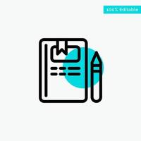 Book Education Knowledge Pencil turquoise highlight circle point Vector icon