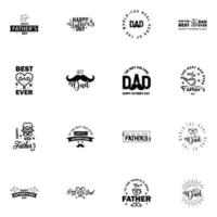 Happy Fathers Day 16 Black Vector Element Set Ribbons and Labels Editable Vector Design Elements