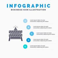 barrera construcción detener camino cerrado sólido icono infografía 5 pasos presentación antecedentes vector