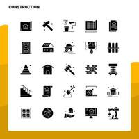 25 conjunto de iconos de construcción plantilla de ilustración de vector de icono de glifo sólido para ideas web y móviles para empresa comercial