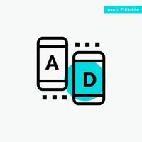 marketing de anuncios en línea tableta turquesa resaltar círculo punto vector icono