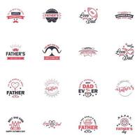 Happy Fathers Day greeting Card 16 Black and Pink Calligraphy Vector illustration Editable Vector Design Elements