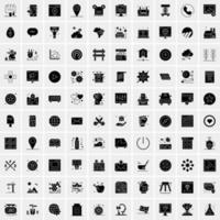 Set of 100 Universal Solid Icons vector