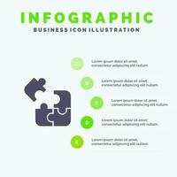 Jigsaw Puzzle Science Solution Solid Icon Infographics 5 Steps Presentation Background vector