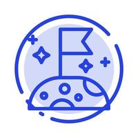 Moon Slow Space Blue Dotted Line Line Icon vector