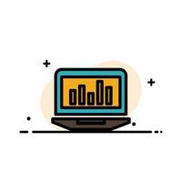 Laptop Graph Analytics Monitoring Statistics  Business Flat Line Filled Icon Vector Banner Template