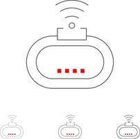 conjunto de iconos de línea negra fina y audaz de señal wifi de seguridad del dispositivo vector