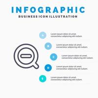 Search Less Remove Delete Line icon with 5 steps presentation infographics Background vector