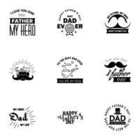 Happy fathers day 9 Black vintage retro type font Illustrator eps10 Editable Vector Design Elements