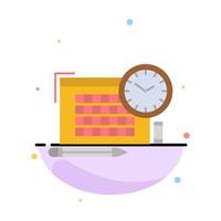 Time File Pen Focus Abstract Flat Color Icon Template vector