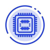 System Tech Technology Cpu Blue Dotted Line Line Icon vector