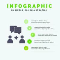 Man Group Chatting Solid Icon Infographics 5 Steps Presentation Background vector