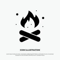 Camp Camping Fire Hot Nature solid Glyph Icon vector