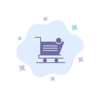 carrito de compras artículo de envío almacenar icono azul en el fondo de la nube abstracta vector