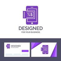 Creative Business Card and Logo template Mobile Shopping Discount Vector Illustration