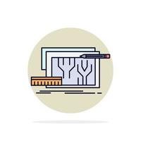 Architecture blueprint circuit design engineering Flat Color Icon Vector