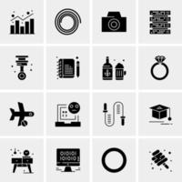 16 iconos de negocios universales vector ilustración de icono creativo para usar en proyectos relacionados con la web y dispositivos móviles