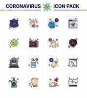 Coronavirus Awareness icon 16 Flat Color Filled Line icons icon included particle website worldwide news virus viral coronavirus 2019nov disease Vector Design Elements
