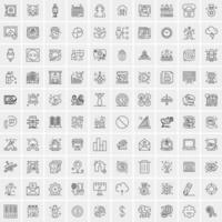 paquete de 100 iconos de líneas universales para móviles y web vector