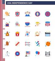 Set of 25 Vector Flats on 4th July USA Independence Day such as medal independece american holiday celebration Editable USA Day Vector Design Elements