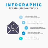 Mail Message Delete Solid Icon Infographics 5 Steps Presentation Background vector