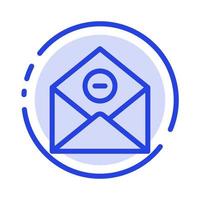 comunicación eliminar deletemail correo electrónico línea punteada azul icono de línea vector