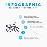 icono de línea de resorte de ciclo de bicicleta con fondo de infografía de presentación de 5 pasos vector