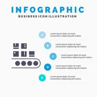 gestión de línea de negocio producción de productos icono sólido infografía 5 pasos presentación antecedentes vector