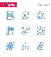 COVID19 corona virus contamination prevention Blue icon 25 pack such as covid bacteria infection medical assistance viral coronavirus 2019nov disease Vector Design Elements