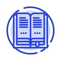 libro educación abierto línea punteada azul icono de línea vector