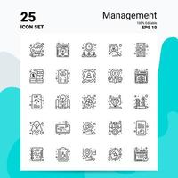 25 Management Icon Set 100 Editable EPS 10 Files Business Logo Concept Ideas Line icon design vector