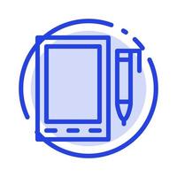 Mobile Cell Pencil Design Blue Dotted Line Line Icon vector