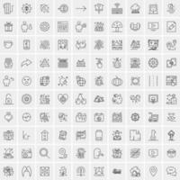 paquete de 100 iconos de líneas universales para móviles y web vector