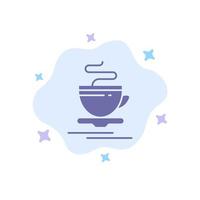 icono azul del hotel caliente de la taza de té en el fondo abstracto de la nube vector