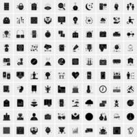 Set of 100 Universal Solid Icons vector