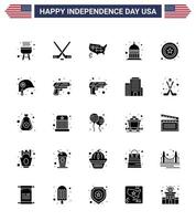 Set of 25 USA Day Icons American Symbols Independence Day Signs for sign police states usa indianapolis Editable USA Day Vector Design Elements