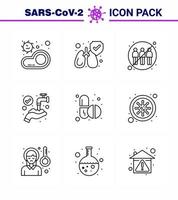 9 Line Coronavirus Covid19 Icon pack such as medicine medical communication hands transfer viral coronavirus 2019nov disease Vector Design Elements