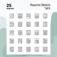 25 informes sketch icon set 100 editable eps 10 archivos negocio logo concepto ideas línea icono diseño vector