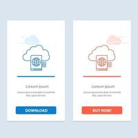 Cloud Reading Folder Upload  Blue and Red Download and Buy Now web Widget Card Template vector