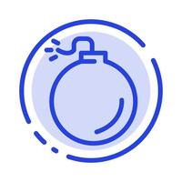 Bomb Explosive Explosion Blue Dotted Line Line Icon vector