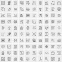 paquete de 100 iconos de líneas universales para móviles y web vector